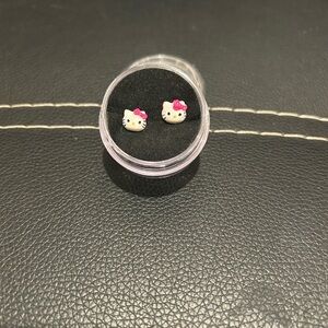 Hello Kitty White Face with Pink Bow Kids Stud Earrings